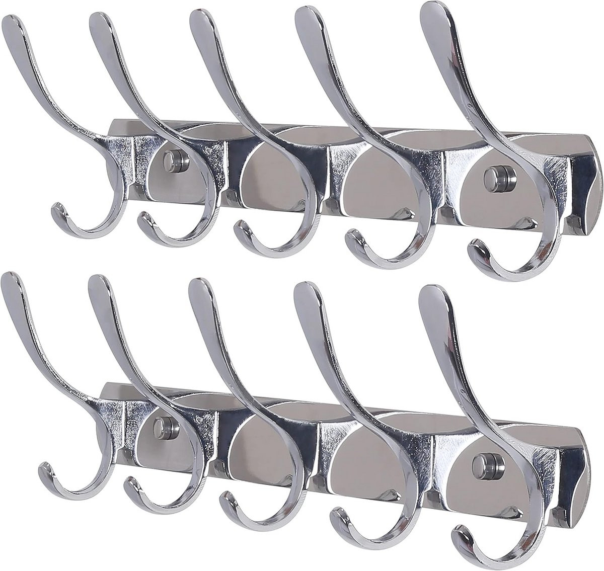 Moderne metalen wandkapstok met 5 haken voor jassen en kleding