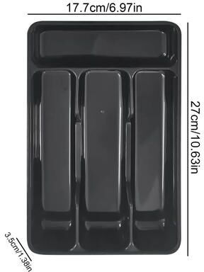 Uplifted Finds Compact 4 Compartment Silverware Organizer & Flatware Tray black