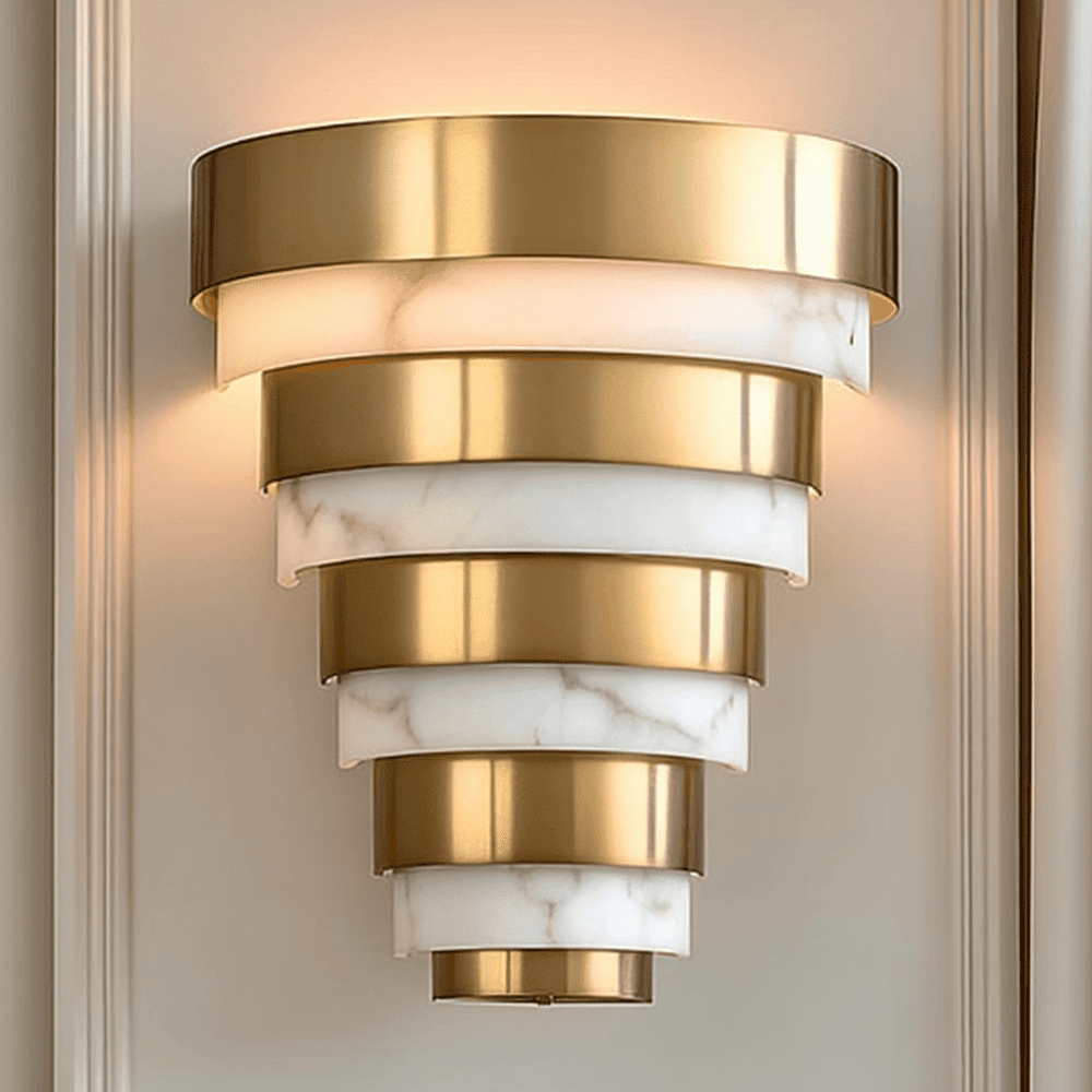 Skala Gold & Marble Tiered Wall Light