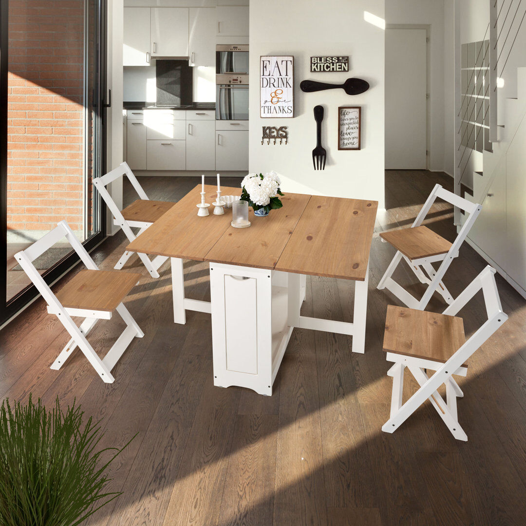 Brambly Cottage Palmateer 4 -Person Dining Set White 4