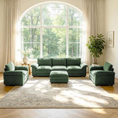 DREAMSIDEA 6-Piece Modular Living Room Set With Ottoman, Armchairs