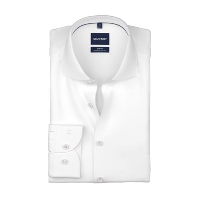 Langarmhemd OLYMP "Smart Business", Herren, Gr. 43, N-Gr, weiß, Web, Obermaterial: 57% Baumwolle, 43% Polyester, body fit normal, Manschette, Hemden, Businesshemd, Kentkragen, body fit, Jersey