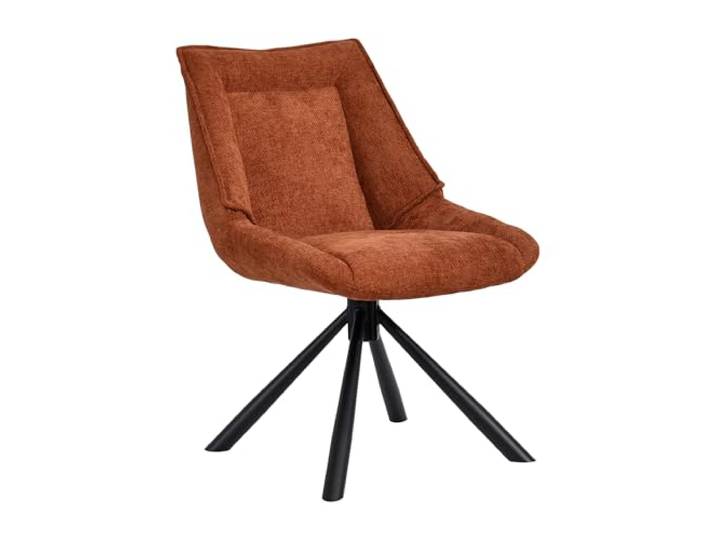 Duhome Esszimmerstuhl Chenille Schminktischstuhl 180° Drehbar, Orange Automatische Rückstellfunktion Lounge Stuhl Modern für Wohnzimmer Schlafzimmer Büro