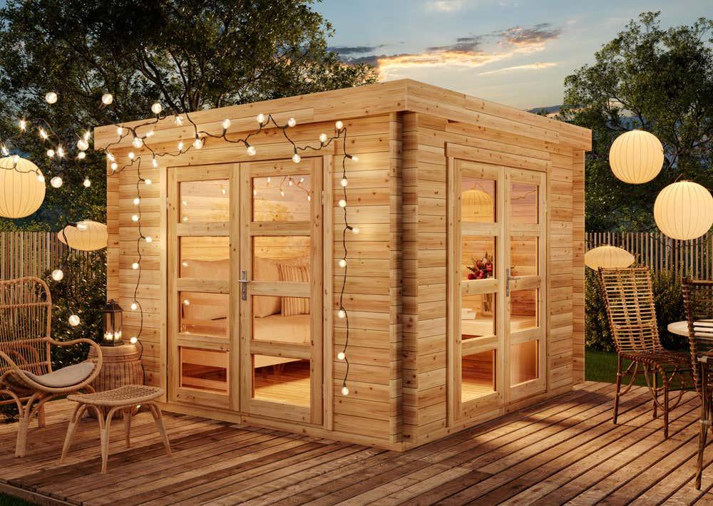 Alpholz Gartenhaus Set Paloma Beach Natur 304x304cm mit Boden & Dach