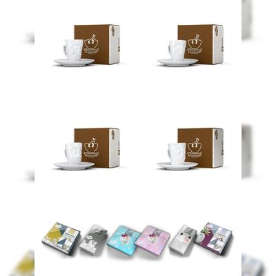 DKG utils Fiftyeight Espressotassen Set 4-tlg. + Servietten Nr 007 weiß Mokkatassen
