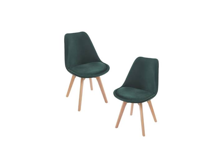 2er Set Synk Samt Stühle - Vert dunkel
