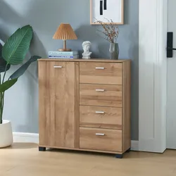 Sideboard Döbritz 84x80x28cm Eiche [en.casa]