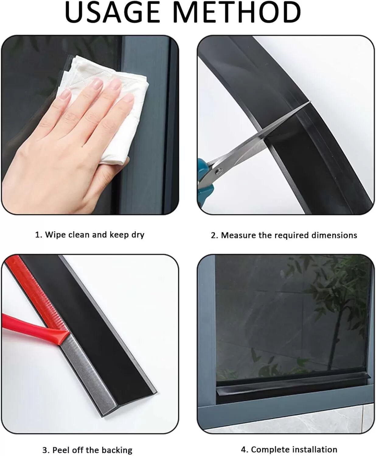 INF Selbstklebende Gummi-Fenster-Wasserbarriere 200cm x 5cm – Starker Wasserstopp für Schiebe- und Drehfenster