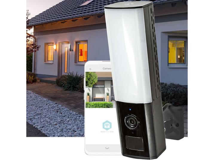 Wandleuchte mit Full-HD Überwachungskamera und Bewegungssensor, SmartLife, Nachtsicht