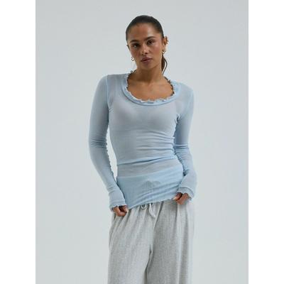 Funktionstop SEAMLESS BASIC "Seamless Basic Top Cotton", Damen, Gr. L/XL, blau (hazy sky), Obermaterial: 100% Baumwolle, Tops