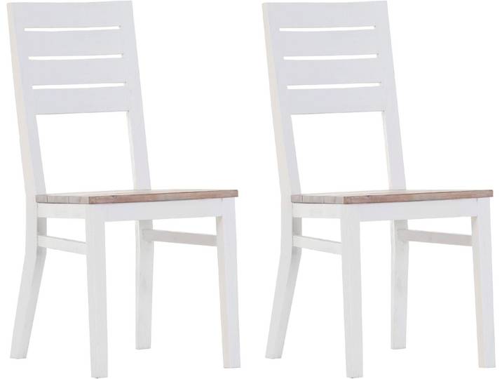 Esszimmerstuhl, Massivholz, Weiß/Natur, 54×97×47 cm, 2er-Set, Gutmann Factory