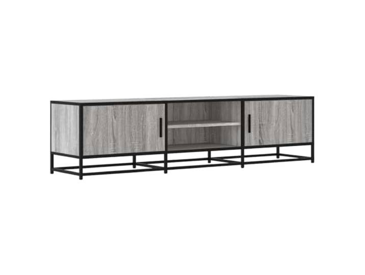 Roanoer TV-Schrank Grau Sonoma 160x35x41 cm Lowboard TV Board Metall Stabiler Medien-Phonotisch mit offenem Stauraum für Receiver und Deko im Wohnzimmer oder Schlafzimmer.