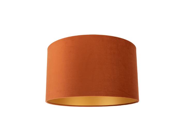 Abat-jour en tissu orange avec intérieur doré 35/35/20