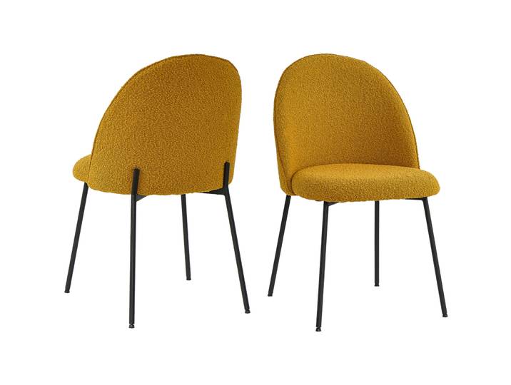 Stuhl 2er-Set Aloha senfgelb Metall, Bouclé Optik