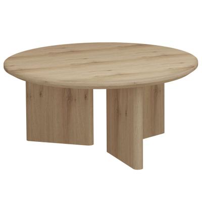 Couchtisch OTTO HOME "Cassian", braun (eichefarben), B:80cm H:37cm T:80cm, Tische, Couchtisch, warme Eichenoptik, außergewöhnliches Kreuzgestell, Ø 80 cm