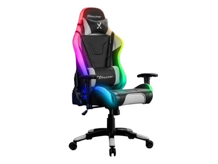 X Rocker Agility RGB Gaming Stuhl, Racing Computerstuhl mit Beleuchtung, ergonomischer LED Bürostuhl mit hoher Rückenlehne, Kopfstütze und Lordosenstützkissen, höhenverstellbar und neigbar – SCHWARZ