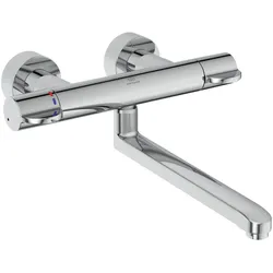 Ideal Standard Ceraplus Safe Wand-Waschtischthermostat Chrom, Ausladung 380 mm, thermische Desinfektion und absperrbare S-Anschlüsse