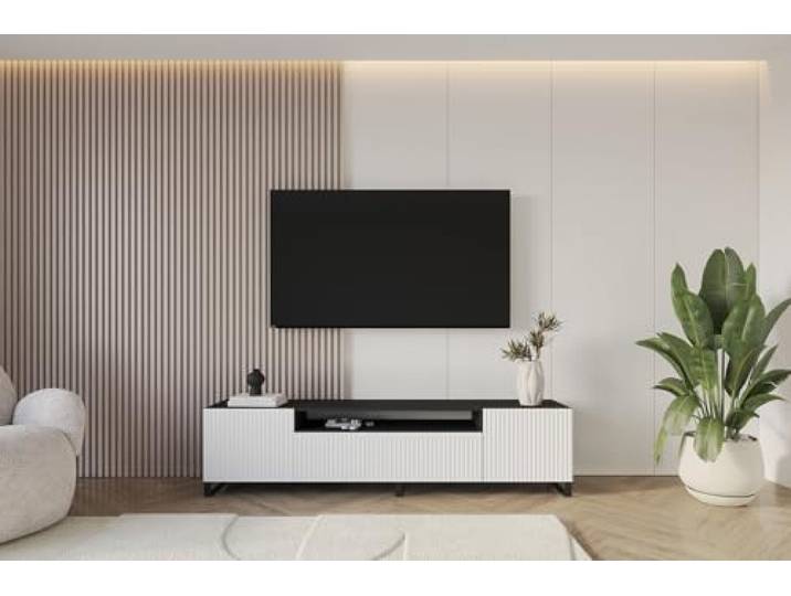ALTDECOR TV-Schrank Fernsehtisch - NOA-2-S - 200x53x41 - Schwarz/Weiß Lowboard TV Möbel TV Cabinet Fernsehschrank für das Wohnzimmer TV Kommode TV Tisch TV Sideboard TV Board