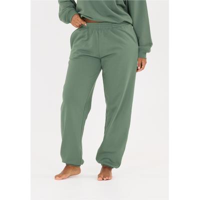 Sweathose ATHLECIA "Crecy", Damen, Gr. 34, EURO-Größen, grün (tannengrün), 50% Baumwolle, 48% Polyester, 2% Elasthan, unifarben, lang, Hosen Sweathose, im entspannten und weichen Design