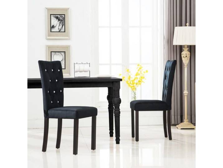 2x Chaise de Salle à Manger Velours Noir Chaise de Cuisine Siège 246486