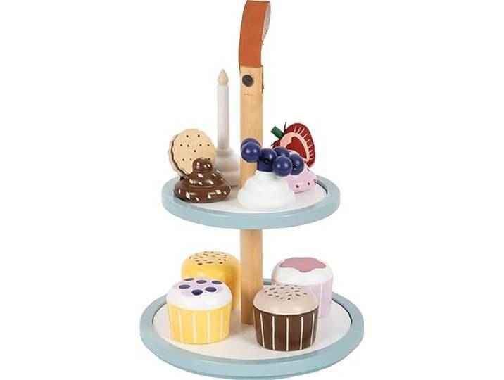 small Foot Cupcake Etagere Tasty aus Holz, Zubehör für die Kinderküche und Kaufladen, für Kinder ab 3 Jahren, 12434, Weiß