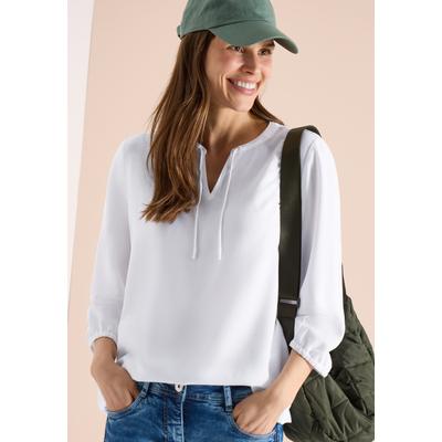 Langarmbluse CECIL, Damen, Gr. XXL (46), weiß, Stoff, 100% Viskose, unifarben, klassisch normal, Rundhals, elastischer Bund, Blusen, aus softer Viskose