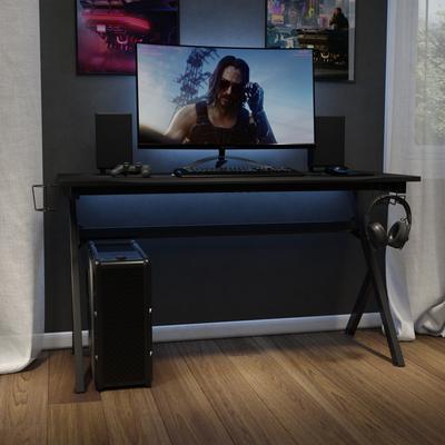 Lancaster Home "55"" Computer Gaming Desk - Headphone Holder - Cable Management - Mouse Pad"