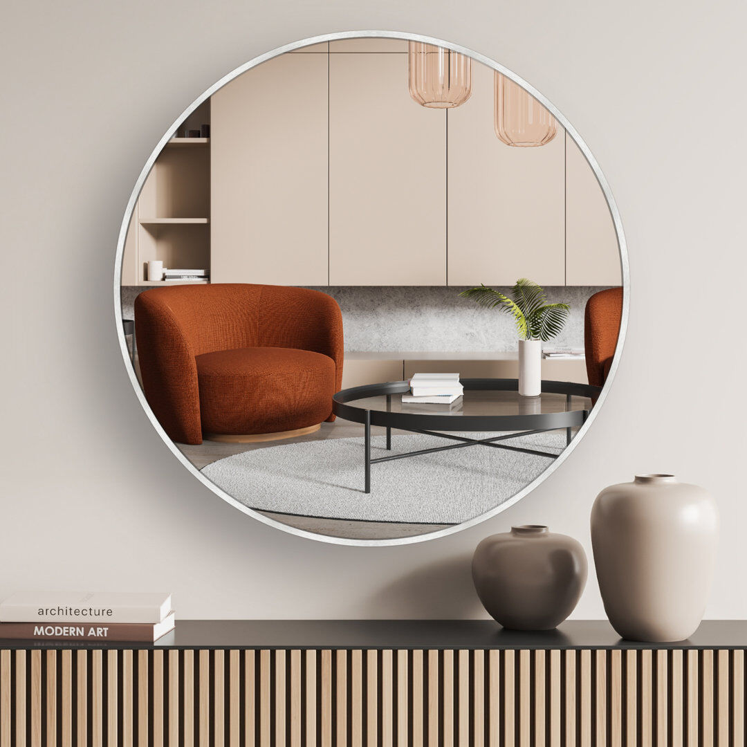 Nielsen Home nielsen Jaron Round Wall Mirror, Aluminium Silver 80 cm H x 80 cm W