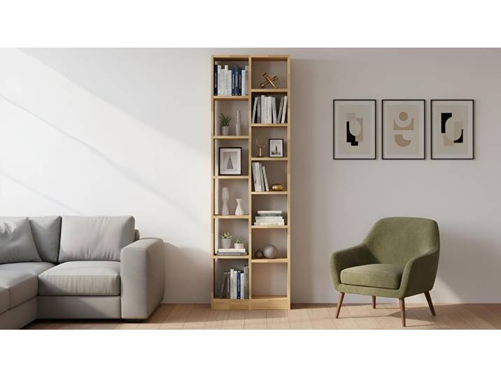 Hohes Bücherregal nach Maß - Hohes Regal mit vielen Optionen Buche Natur geölt