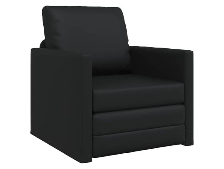 Todiikf Schlafsofa 60cm Schwarz Kunstleder Sessel Mit Schlaffunktion Kompakter Boden-Schlafsessel für Wohnzimmer und Gästezimmer, schnell umklappbar mit weichem Kunstleder-Bezug.
