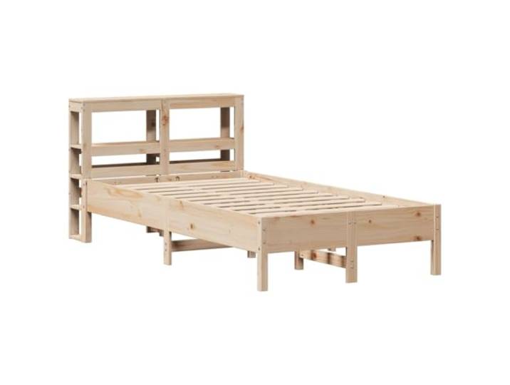 KTHLBRH Bett 75 x 190 cm aus massivem Kiefernholz Lattenrost, Kopfteil mit Ablagen, Bettgestell, Montage erforderlich