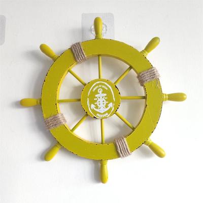 Inspired Living Wooden Ship Wheel Decor For Mediterranean Home Decor   Vintage Nautical Wall Decor yellow