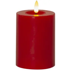 MARELIDA LED Kerze LINA Echtwachs realistische 3D Flamme Wachsspiegel H: 12,5cm rot