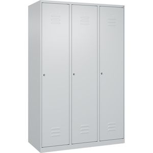 CP-Möbel Spind Classic PLUS, lichtgrau, 3 Abteile, mit Zylinderschloss, 120 x 185 cm