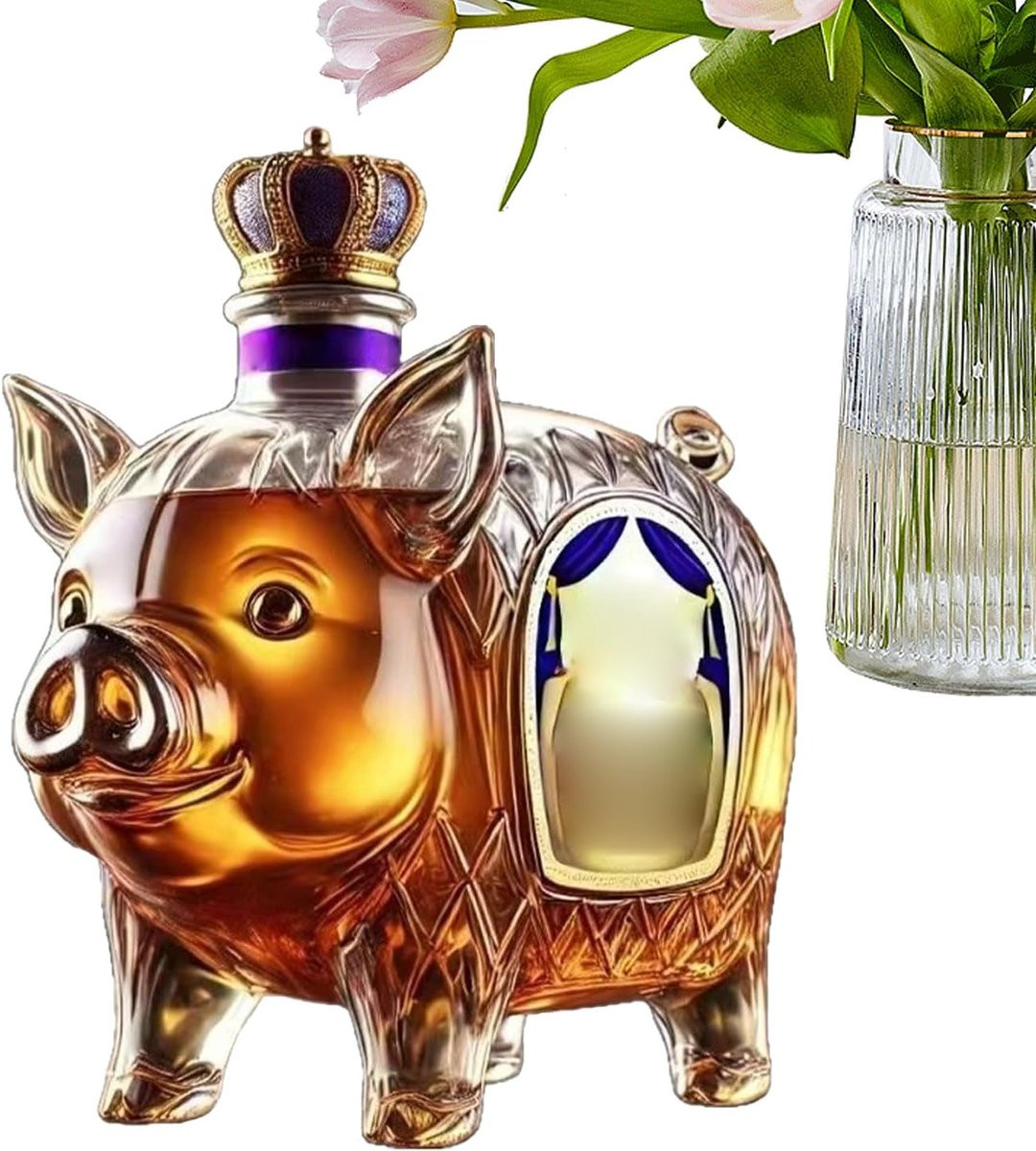 Transparante Whisky karaf Dierenfles met luchtdichte sluiting 350 ml