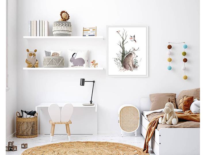 Tableau déco Scandinavian Bear 43 x 53cm Multicolore