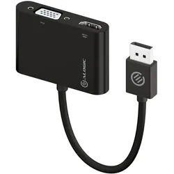Alogic Adapter 2-in-1 DisplayPort to HDMI VGA M/2F schwarz (DisplayPort, HDMI), Video Adapter, Schwarz