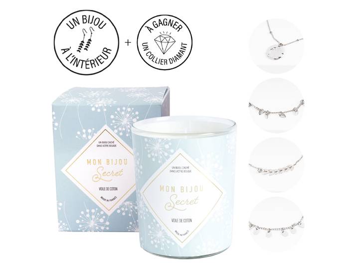 Bougie Bijou Fleur de coton bracelet argenté