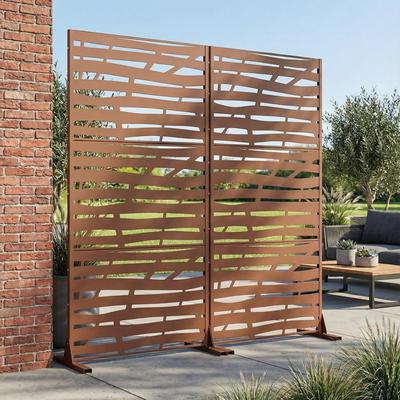Dovelina Metal Privacy Screen Fence Panel with Stylish Pattern Set of 2
