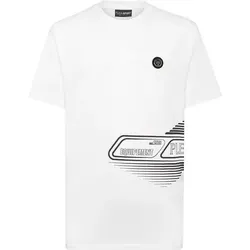 PLEIN SPORT Kurzarm-Rundhals-T-Shirt, Größe XL in Weiß 01