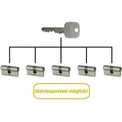 Winkhaus, Türschloss + Schliesszylinder, Wink-Haus AZ Doppelzylinder Schliesszylinder LP 60 / 60mm Messing vernickelt matt