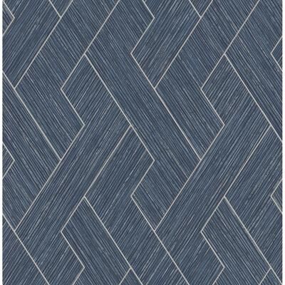Advantage Ember Indigo Geometric Basketweave Wallpaper