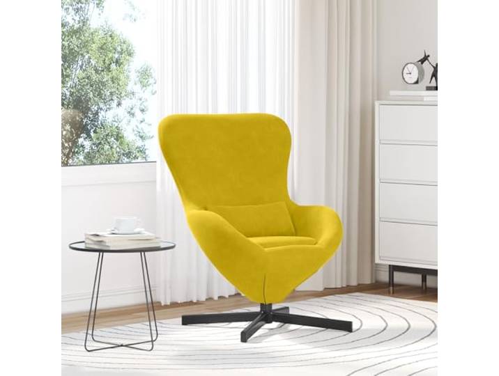 HEFZGDB Ei-Stuhl Gelb Samt Moderner Lesesessel mit Ergonomischem Kissen und Stabiler Metallkonstruktion für Wohnzimmer Schlafzimmer Dekoration 120 kg Tragkraft