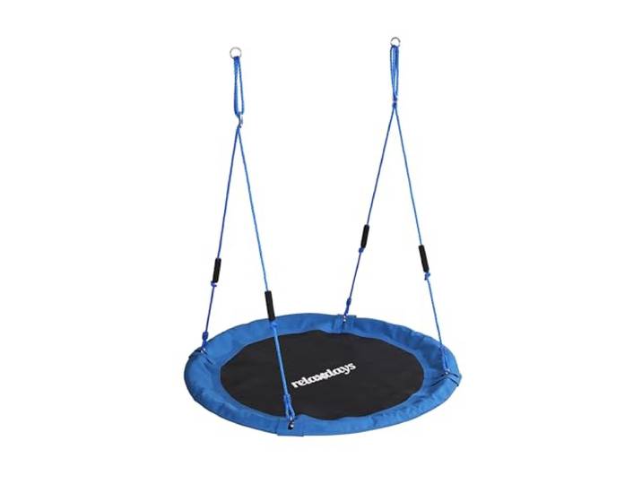 Relaxdays Balançoire nid Ronde\, poignées rembourrées\, Enfants\, réglable\, extérieur\, Ø120 cm\, 100 kg\, Bleue