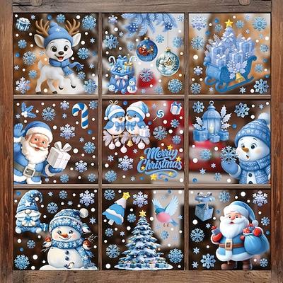 9 Bögen Weihnachts-Fensteraufkleber, Wandaufkleber, Dekorationen, kreativer Cartoon-Weihnachtsmann, Glocken, Schneeflocken Schneemänner, statische Aufladung, neues Ferienhaus Ladendekor