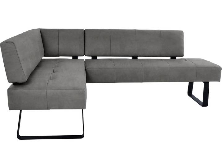 Eckbank, Microfaser, Grau 82 & Schwarz, 165×227 cm, Sandwichbauweise, Klassisch-Modern, K+W-Polstermöbel