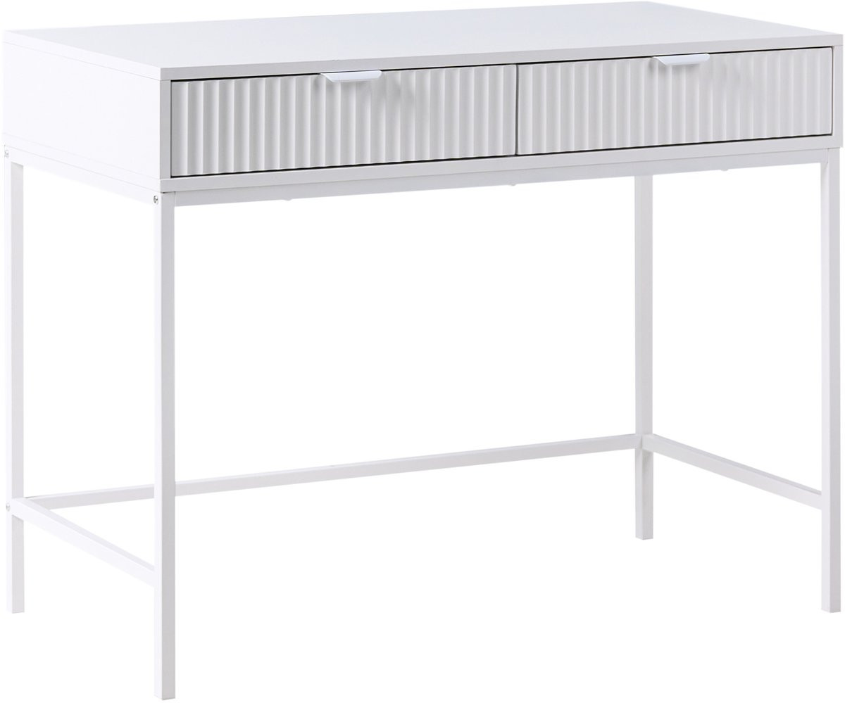 Beliani Adelaide Consoletafel met 2 lades en geribbeld ontwerp - Wit - MDF