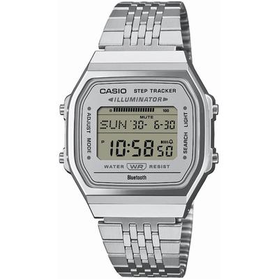 Smartwatch CASIO VINTAGE, silber (silberfarben, silberfarben, grau, silberfarben), Smartwatches, Smartwatch, Armbanduhr, Damen, Herren, Bluetooth, LED Light, Step Tracker, digital