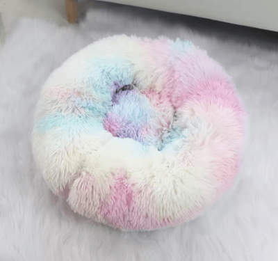 Uplift Curations Cozy Plush Round Pet Bed Warm Washable Cat & Dog Nest Cushion colorful