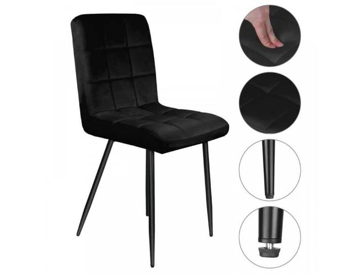 Chaises en velours noir - HOMEWELL - Lot de 4 - Adaptées à la cuisine salle à manger salon